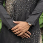 Black Hand Embroidered Beads Work Kurta for Men