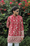 Red  Georgette Birds Heavy Embroidered kurta
