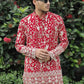 Red  Georgette Birds Heavy Embroidered kurta
