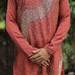 Rust Hand Embroidered Beads Work Kurta for Men
