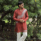 Rust Hand Embroidered Beads Work Kurta for Men