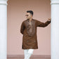 Brown Imperial Bites & Mirror-Work Kurta