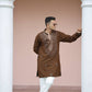 Brown Imperial Bites & Mirror-Work Kurta
