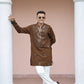 Brown Imperial Bites & Mirror-Work Kurta