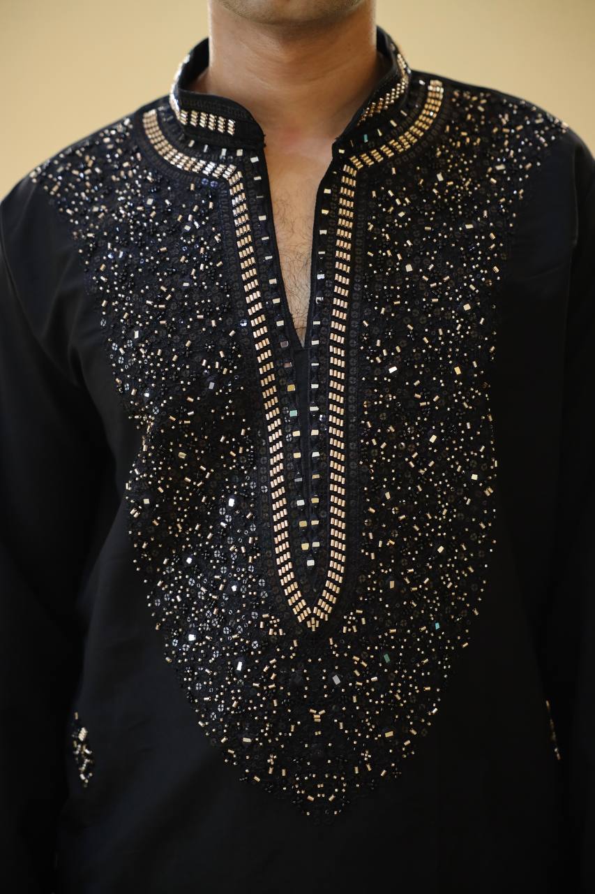 Black Imperial Bites & Mirror-Work Kurta