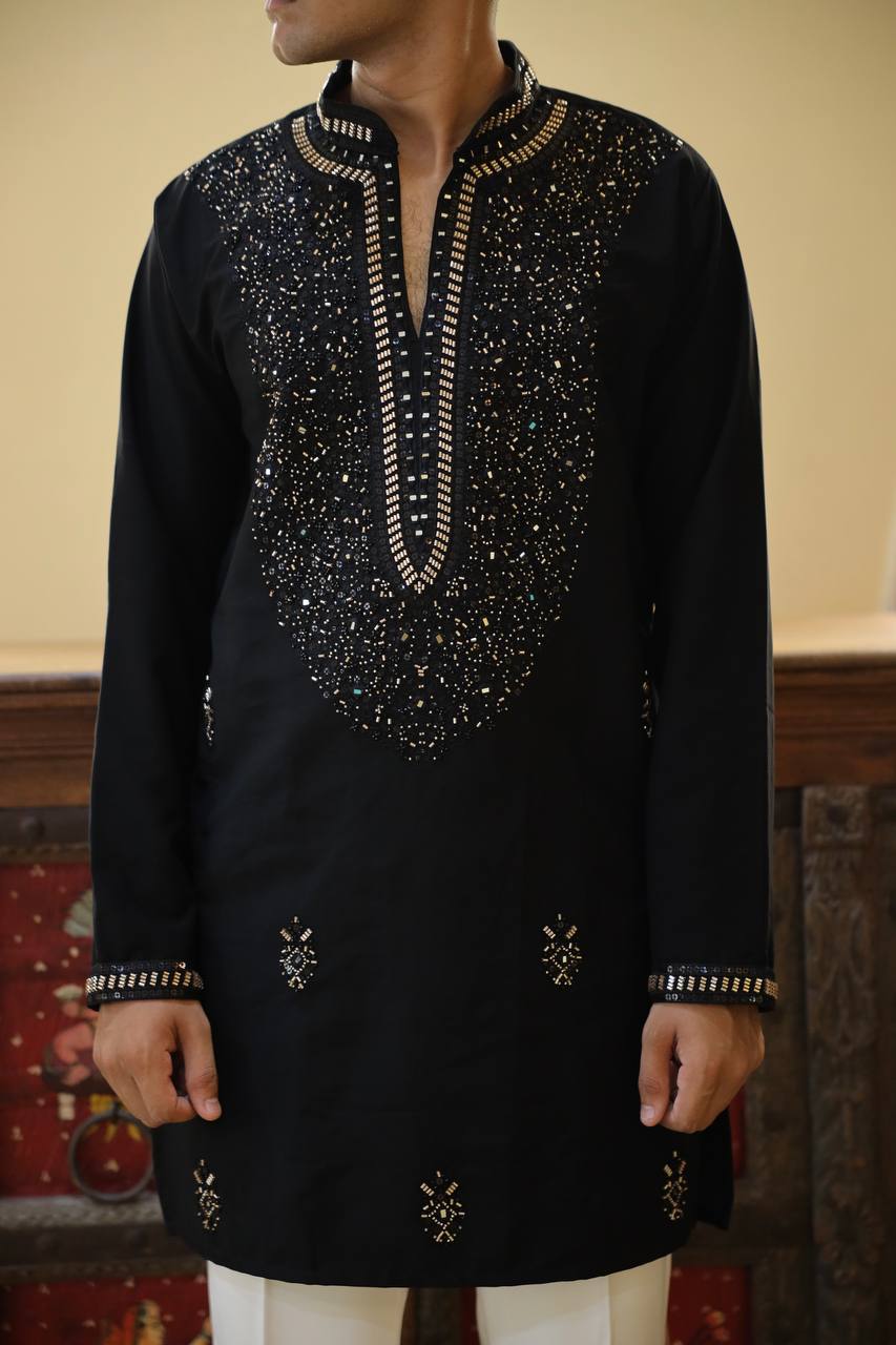 Black Imperial Bites & Mirror-Work Kurta