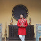 Red Kurta with Front & Back Mirror Embroidery Work