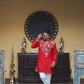 Red Kurta with Front & Back Mirror Embroidery Work
