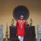 Red Kurta with Front & Back Mirror Embroidery Work