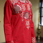 Red Kurta with Front & Back Mirror Embroidery Work