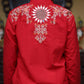 Red Kurta with Front & Back Mirror Embroidery Work