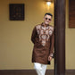 Brown  Kurta with Front & Back Mirror Embroidery Work