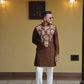 Brown  Kurta with Front & Back Mirror Embroidery Work