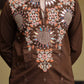 Brown  Kurta with Front & Back Mirror Embroidery Work