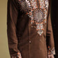 Brown  Kurta with Front & Back Mirror Embroidery Work