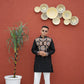 Black  Kurta with Front & Back Mirror Embroidery Work