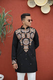 Black  Kurta with Front & Back Mirror Embroidery Work