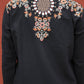 Black  Kurta with Front & Back Mirror Embroidery Work