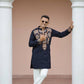 Navy Blue Kurta with Front & Back Mirror Embroidery Work