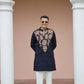 Navy Blue Kurta with Front & Back Mirror Embroidery Work