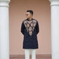 Navy Blue Kurta with Front & Back Mirror Embroidery Work