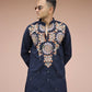 Navy Blue Kurta with Front & Back Mirror Embroidery Work