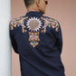 Navy Blue Kurta with Front & Back Mirror Embroidery Work