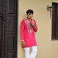 Shrinathji Motifs & Peacock Mirror Embroidered Festive Kurta