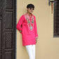 Shrinathji Motifs & Peacock Mirror Embroidered Festive Kurta