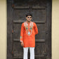 Shrinathji Motifs & Peacock Mirror Embroidered Festive Kurta