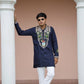 Shrinathji Motifs &amp; Peacock Mirror Embroidered Festive Kurta