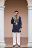 Shrinathji Motifs &amp; Peacock Mirror Embroidered Festive Kurta