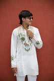 Shrinathji Motifs &amp; Peacock Mirror Embroidered Festive Kurta