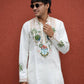 Shrinathji Motifs &amp; Peacock Mirror Embroidered Festive Kurta