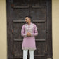 Aura Lavender Mirror-Work Short Kurta