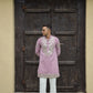 Aura Lavender Mirror-Work Short Kurta