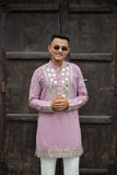 Aura Lavender Mirror-Work Short Kurta