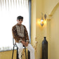 Regal Brown Lachka Mirror-Work Short Kurta