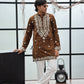 Regal Brown Lachka Mirror-Work Short Kurta