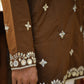 Regal Brown Lachka Mirror-Work Short Kurta