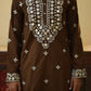 Regal Brown Lachka Mirror-Work Short Kurta